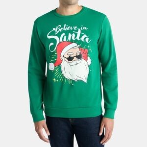 Believe in Santa Light Up Christmas Sweater Men’s With Sunglasses green Sz Small